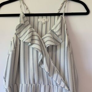 White dress with blue stripes